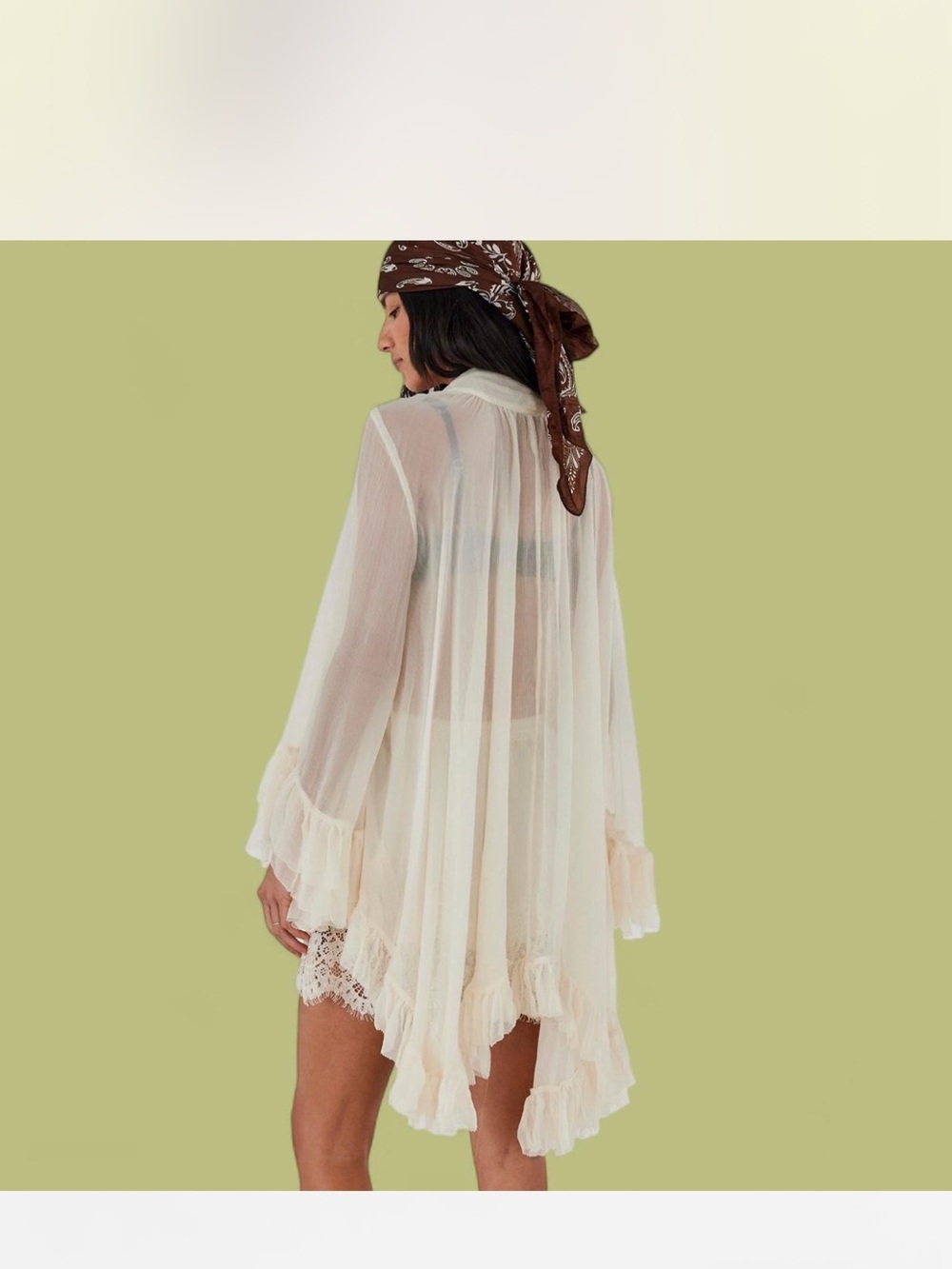 Free People Full Sleeve Frill Top in “Ivory” - Picture 3 of 7